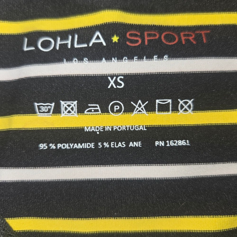 Lohla Sport‎ Striped Quarter Zip Pullover Top XS Black Yellow White Athletic - Picture 9 of 11